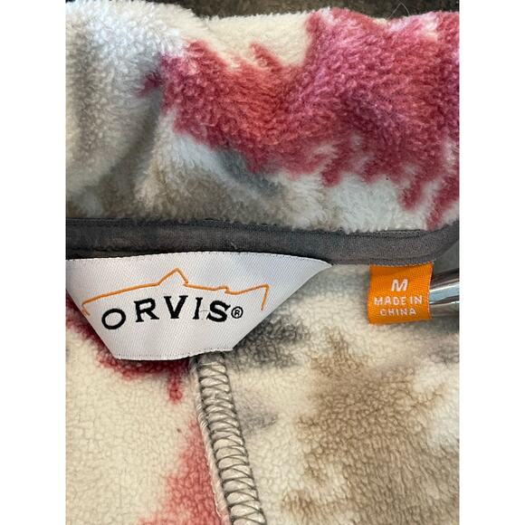 Orvis women's fleece pullover , trees and bears, pink.  size Med. - Picture 3 of 11